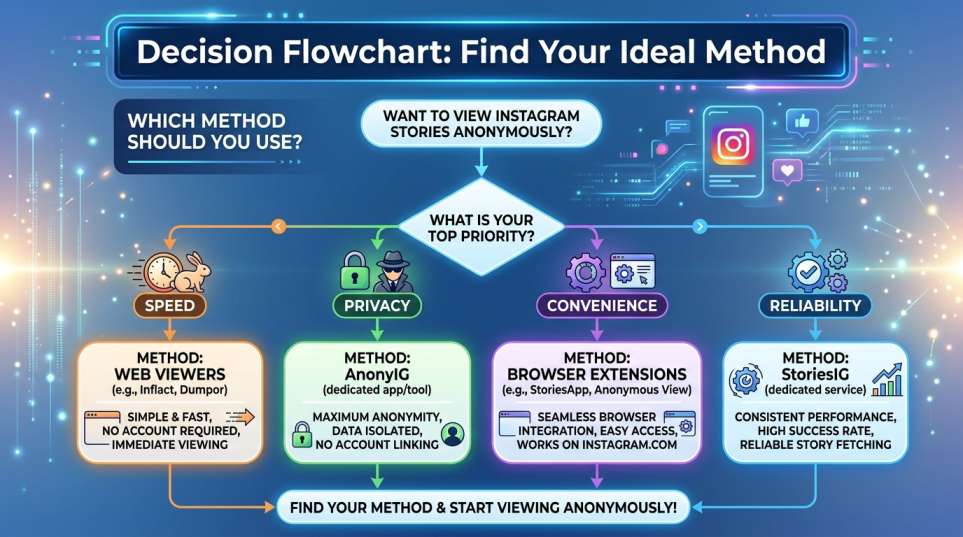 view instagram stories anonymously decision flow chart