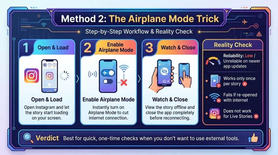 Ig story view Airplane Mode Trick