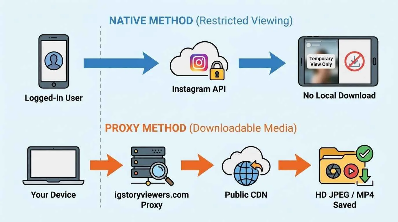 download ig stories NATIVE VIEWING VS PROXY MEDIA EXTRACTION