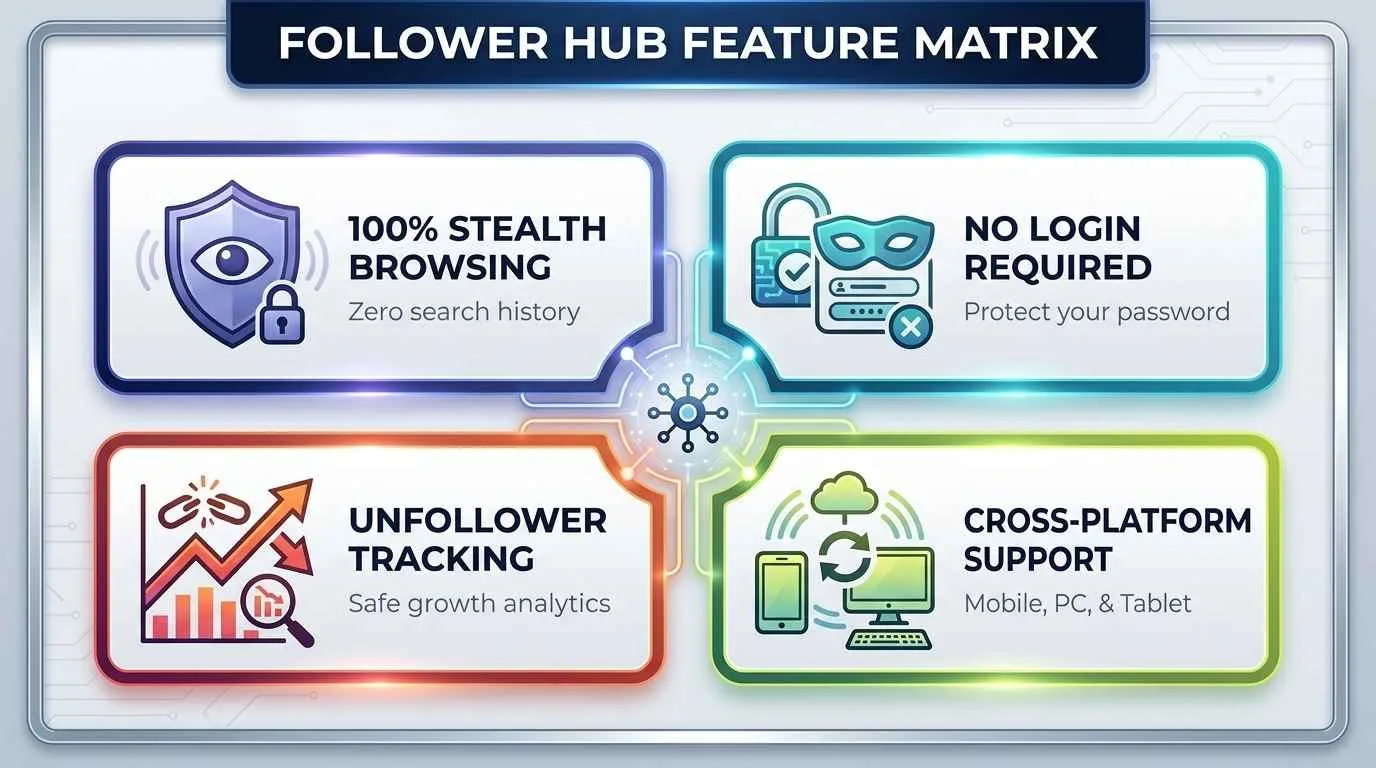 Instagram Follower Viewer - Inspect IG Followers Anonymously IG FOLLOWER HUB FEATURE MATRIX